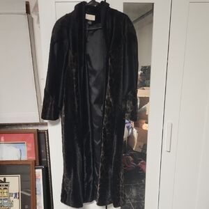 VINTAGE CACHE Faux Fur Leopard Print Long Coat XS Made in USA Mob Wife Y2K